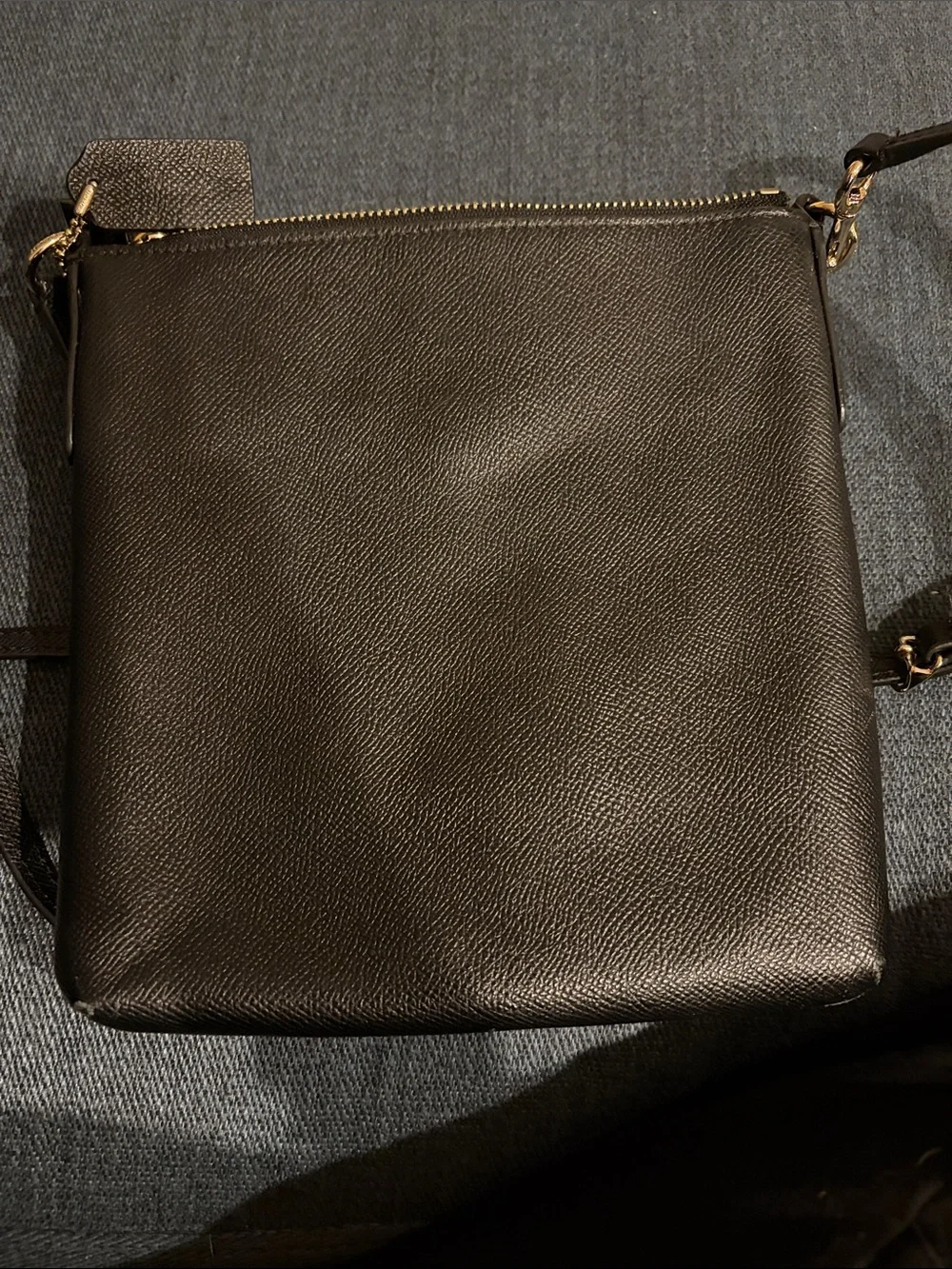 Coach Black Pebbled Leather Crossbody with Gold Hardware